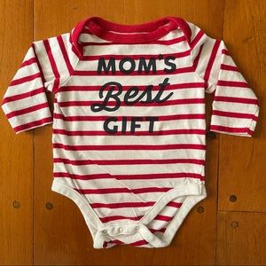 Like New BabyGAP Holiday Onesie Striped Red White Christmas Cotton Long Sleeve